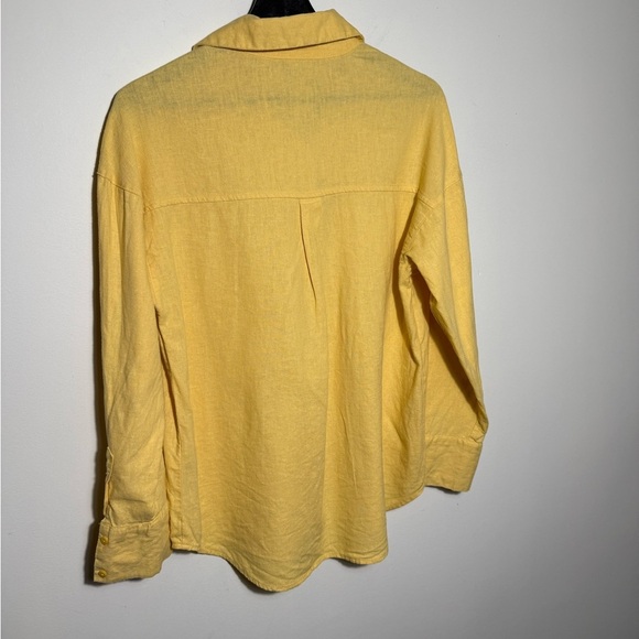 Abercrombie & Fitch Oversized Yellow Button Down Long Sleeve Sz S ! Linen/Cotton - Picture 5 of 10